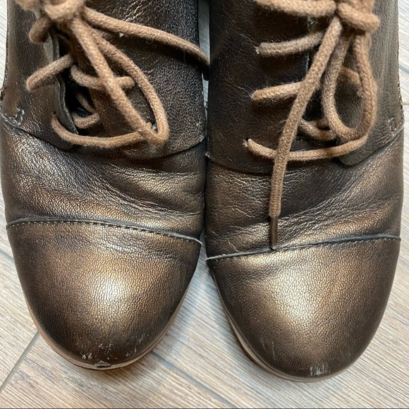 KORK-EASE bronze brown metallic leather Estella heeled cap top Oxford shoes 9 - Picture 4 of 15